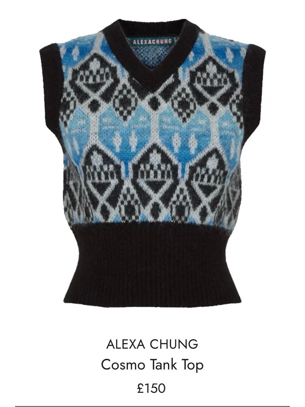 Alexa Chung Cosmo Knit Vest top size medium
